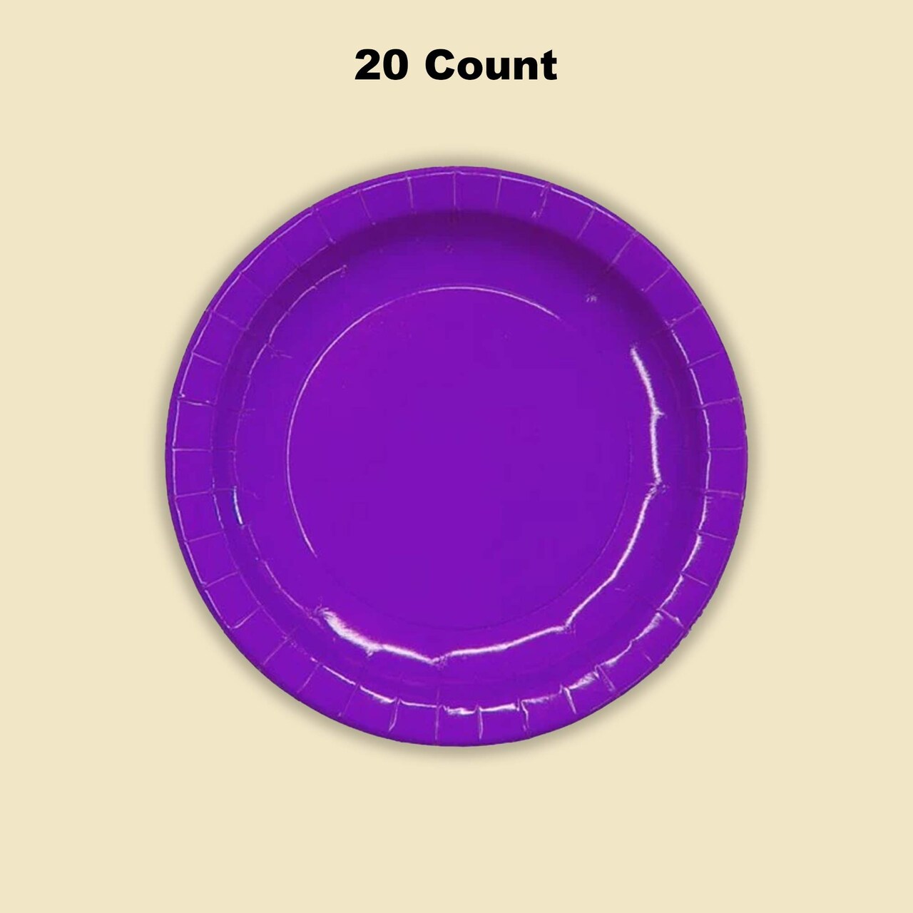 20 Count 9 Inch Purple Paper Plates Sturdy Disposable Party Celebrations